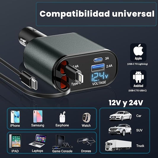4-in-1 Super Fast Car Charger (120W)