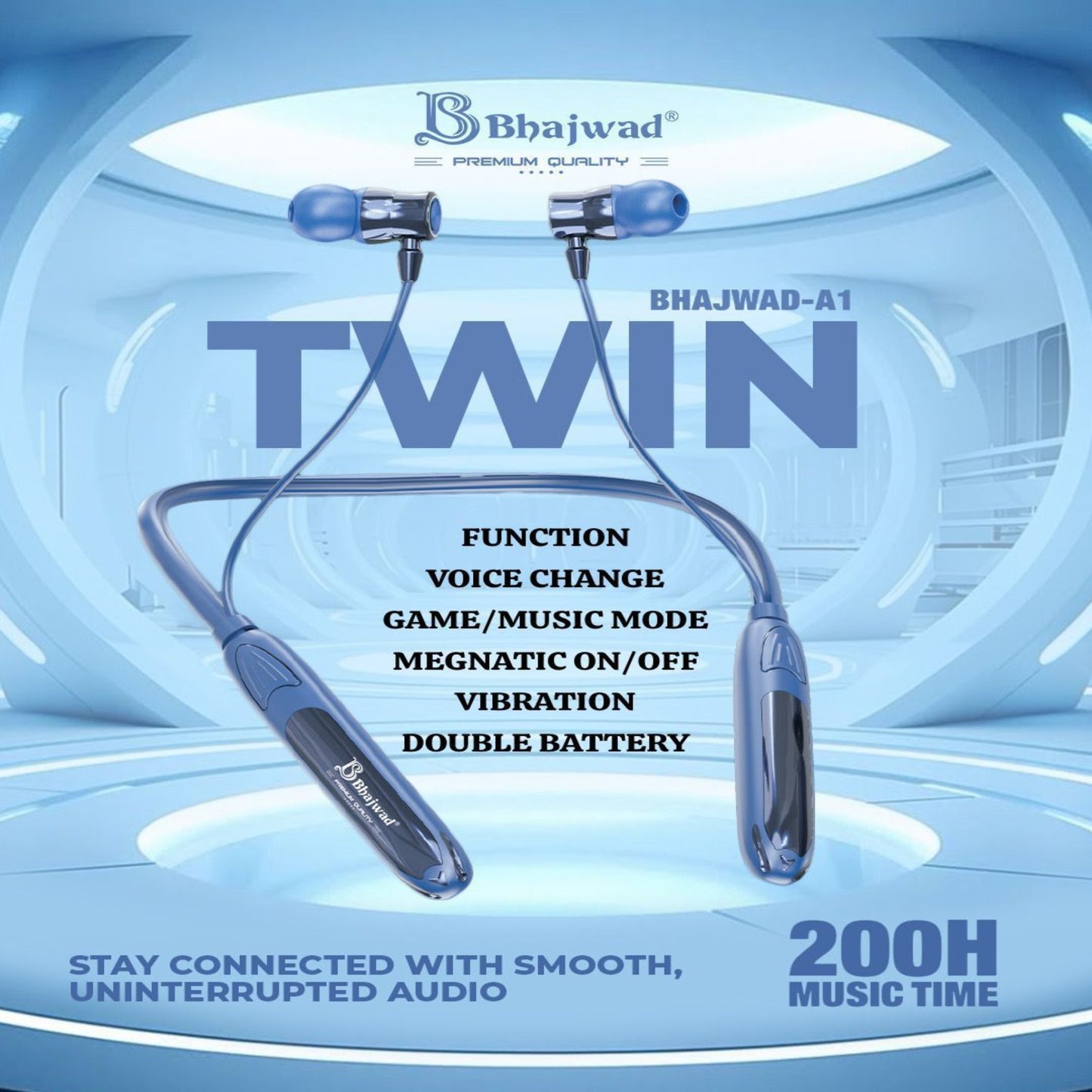 Bhajwad "Twin" Voice‑Changing Neck‑Band Earphones
