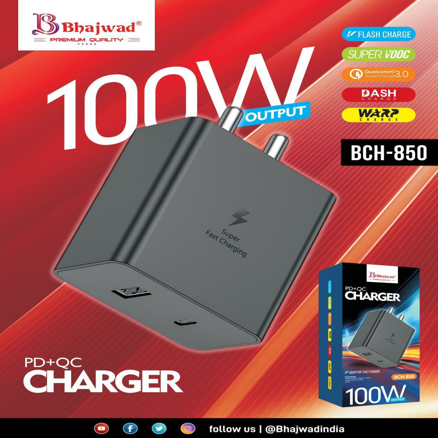 BHJwad 100W Power Charger (Model BCH‑850)