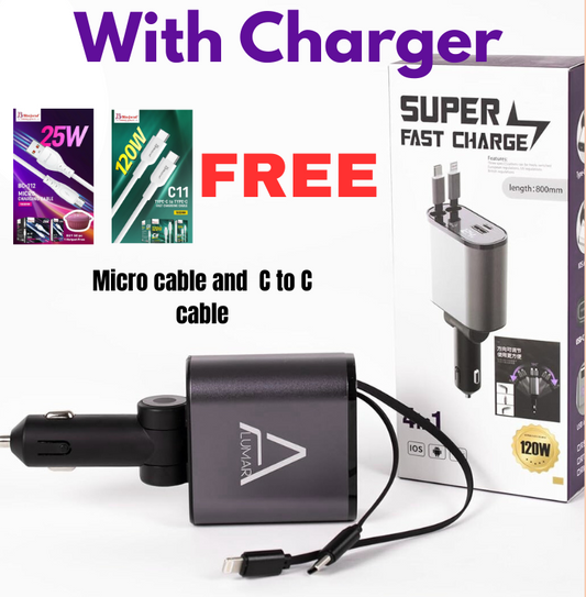 4-in-1 Super Fast Car Charger (120W)
